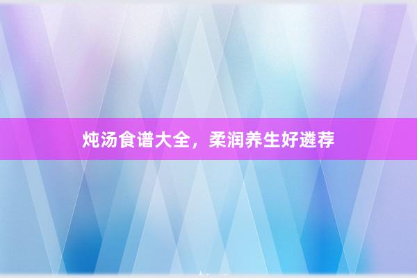 炖汤食谱大全,柔润养生好遴荐